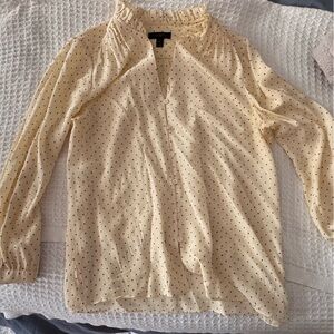 J. Crew silk Ivory Blouse with Black Dots